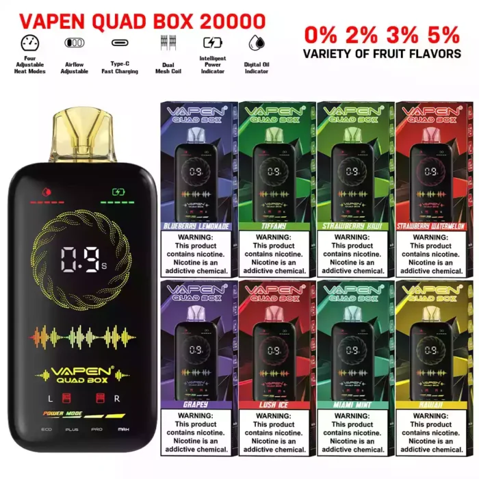 VAPEN QUAD BOX 20000PUFFS Premium Vaping with 20,000 Puffs and a Modern Full-Screen Display!