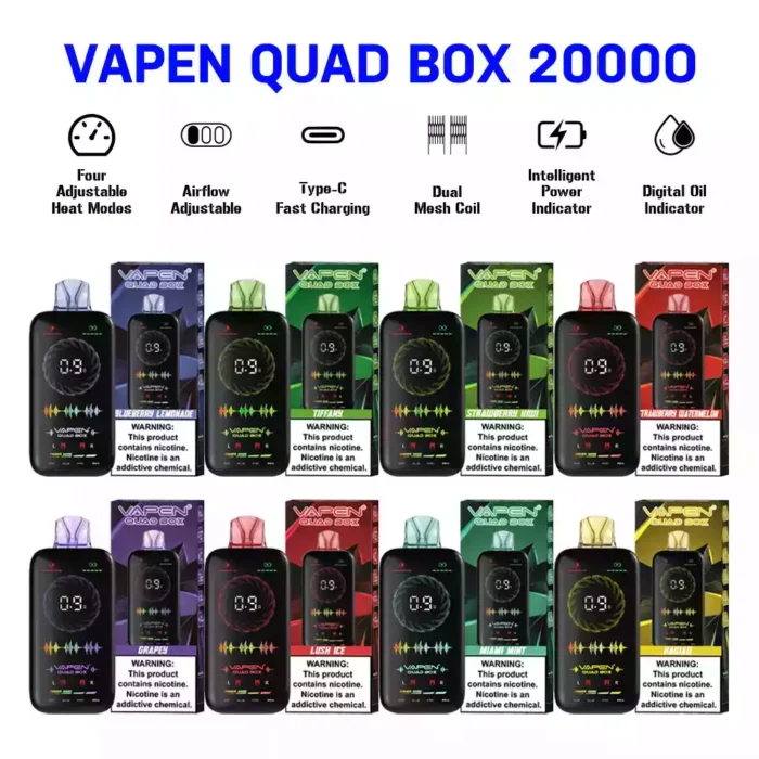 VAPEN QUAD BOX 20000PUFFS Premium Vaping with 20,000 Puffs and a Modern Full-Screen Display!