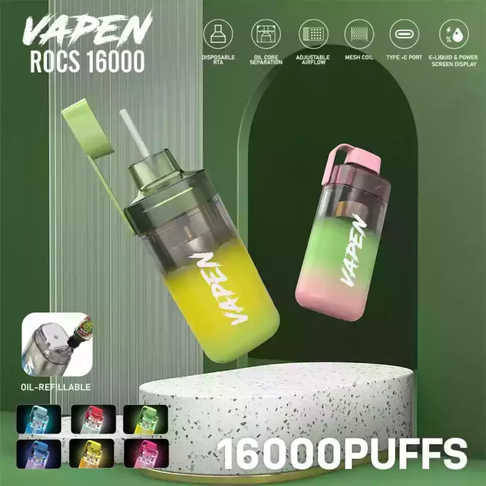 VAPEN ROCS 16000PUFFS Powerful 16,000 Puffs 12 Flavors and Refillable Order Now!