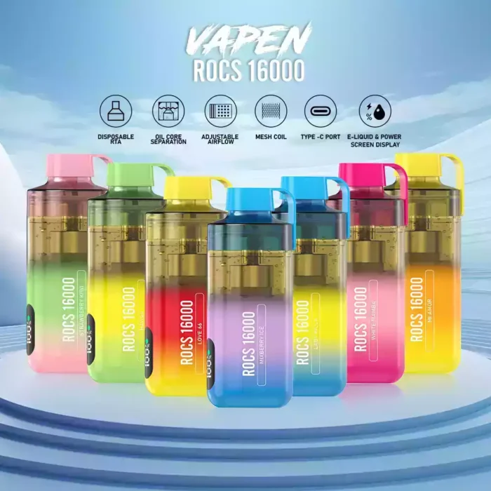 VAPEN ROCS 16000PUFFS Powerful 16,000 Puffs 12 Flavors and Refillable Order Now!