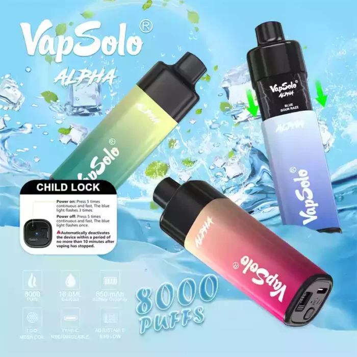 Vapsolo Alpha 8000 Puffs Disposable Vape Long-Lasting Customizable Vaping Experience
