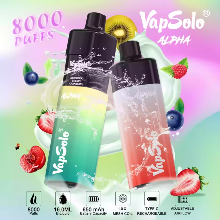 Vapsolo Alpha 8000 Puffs Disposable Vape Long-Lasting Customizable Vaping Experience