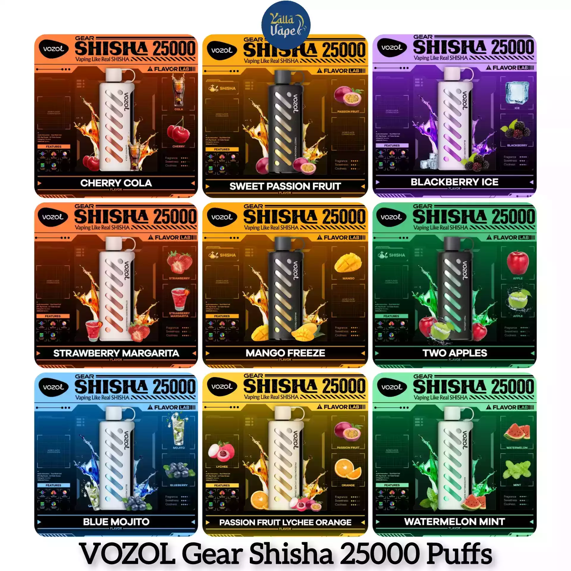 Vozol Gear Shisha 25000 Puffs Sleek Design with LED Screen for Easy Monitoring!