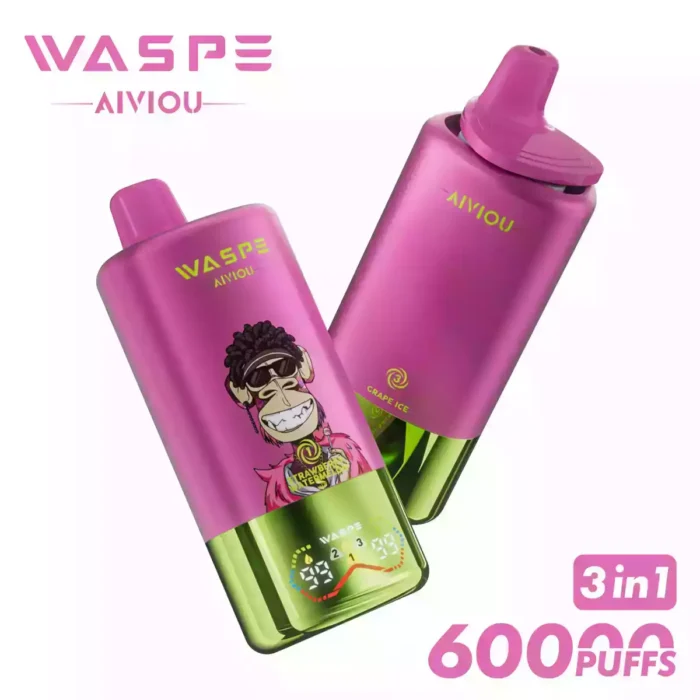 WASPE 3in1 60000 Puffs Tek Kullanımlık Vape 54mL E-Likit LED Ekran 850mAh Pil Mesh Coil