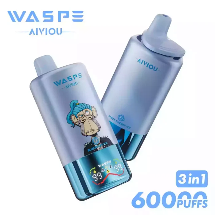 WASPE 3in1 60000 Puffs Tek Kullanımlık Vape 54mL E-Likit LED Ekran 850mAh Pil Mesh Coil