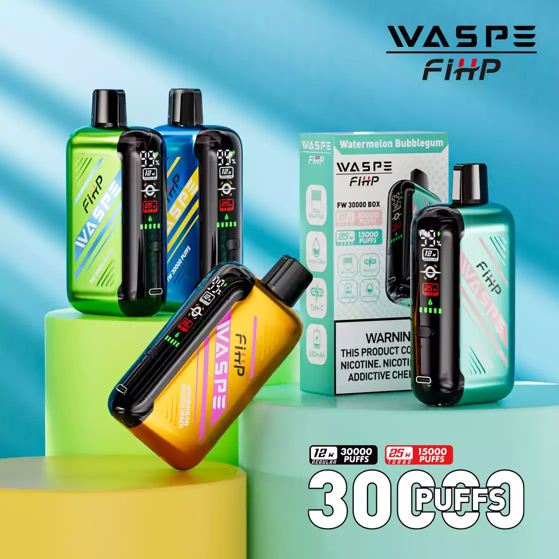 WASPE FW 30000 Puffs Disposable Vape Dual Mesh Coil for Extended Vaping