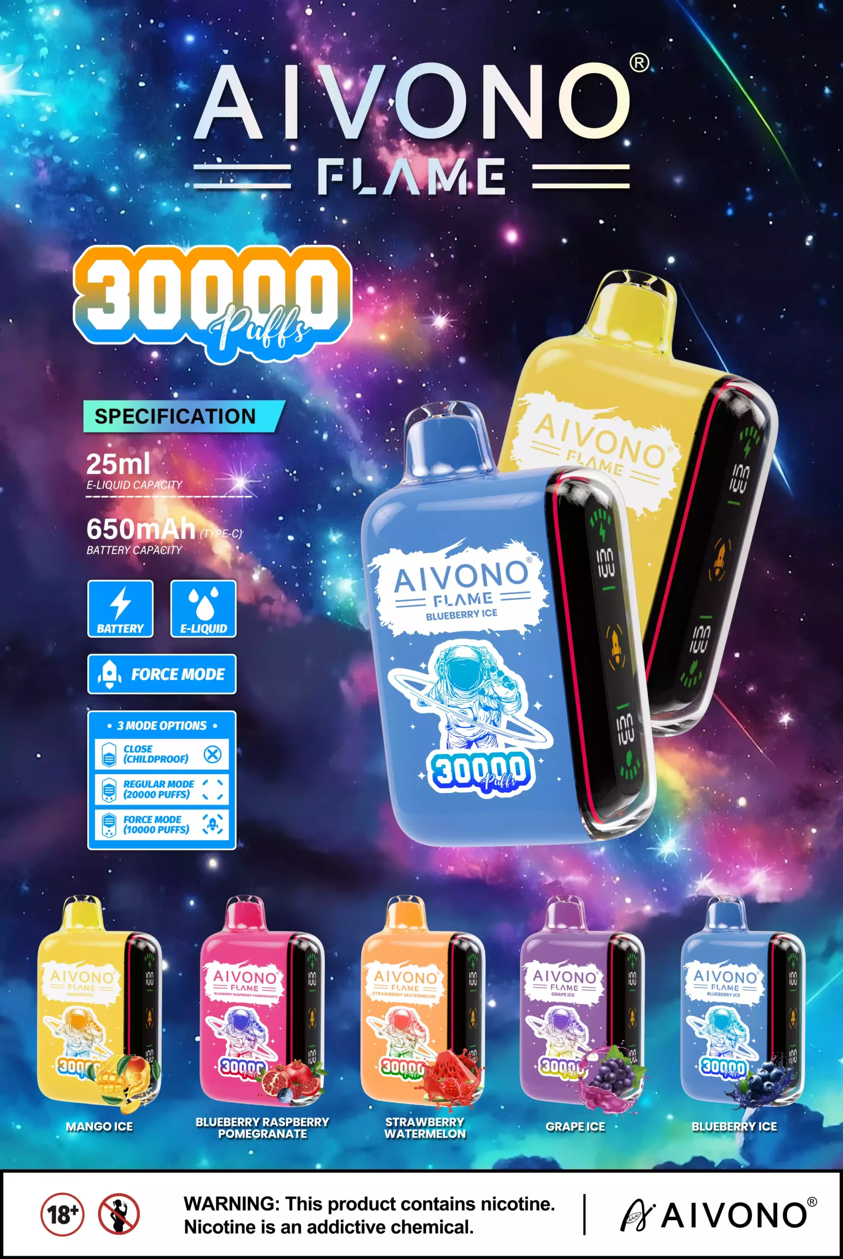 Aivono Aim Flame 30000 Puffs Long-lasting Flavor & Power