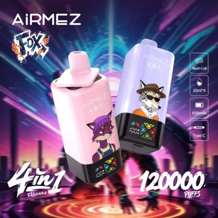 Airmez FOX4 IN1120000 Puffs Vape with 4 Flavours and USB-C Charging