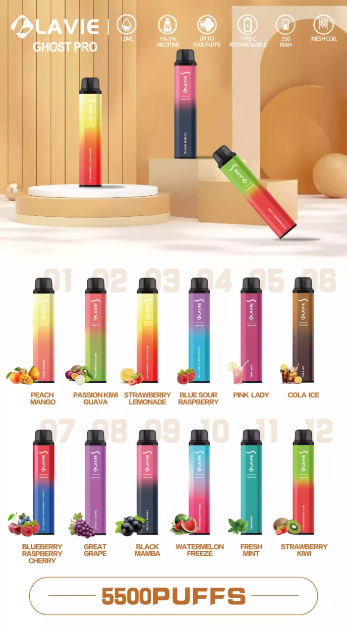 Lavie Ghost Pro 5500 Puffs Disposable Vape with 12 Flavours