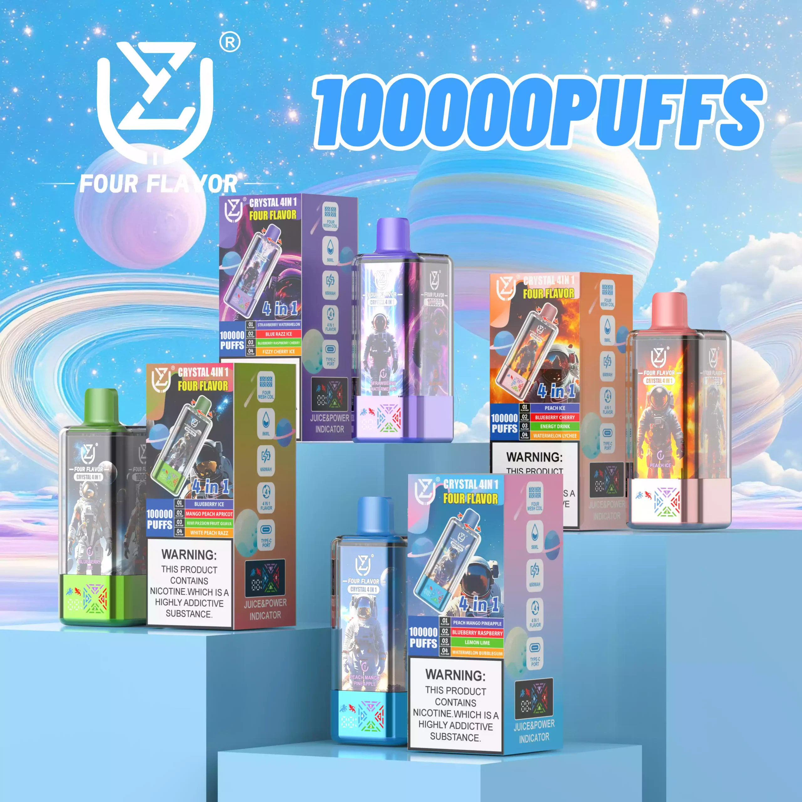 UZY Crystal 4 in 1 100000 Puffs Disposable Vape 4 Flavours (12) UZY Crystal 4 in 1 100000 Puffs Disposable Vape 4 Flavours