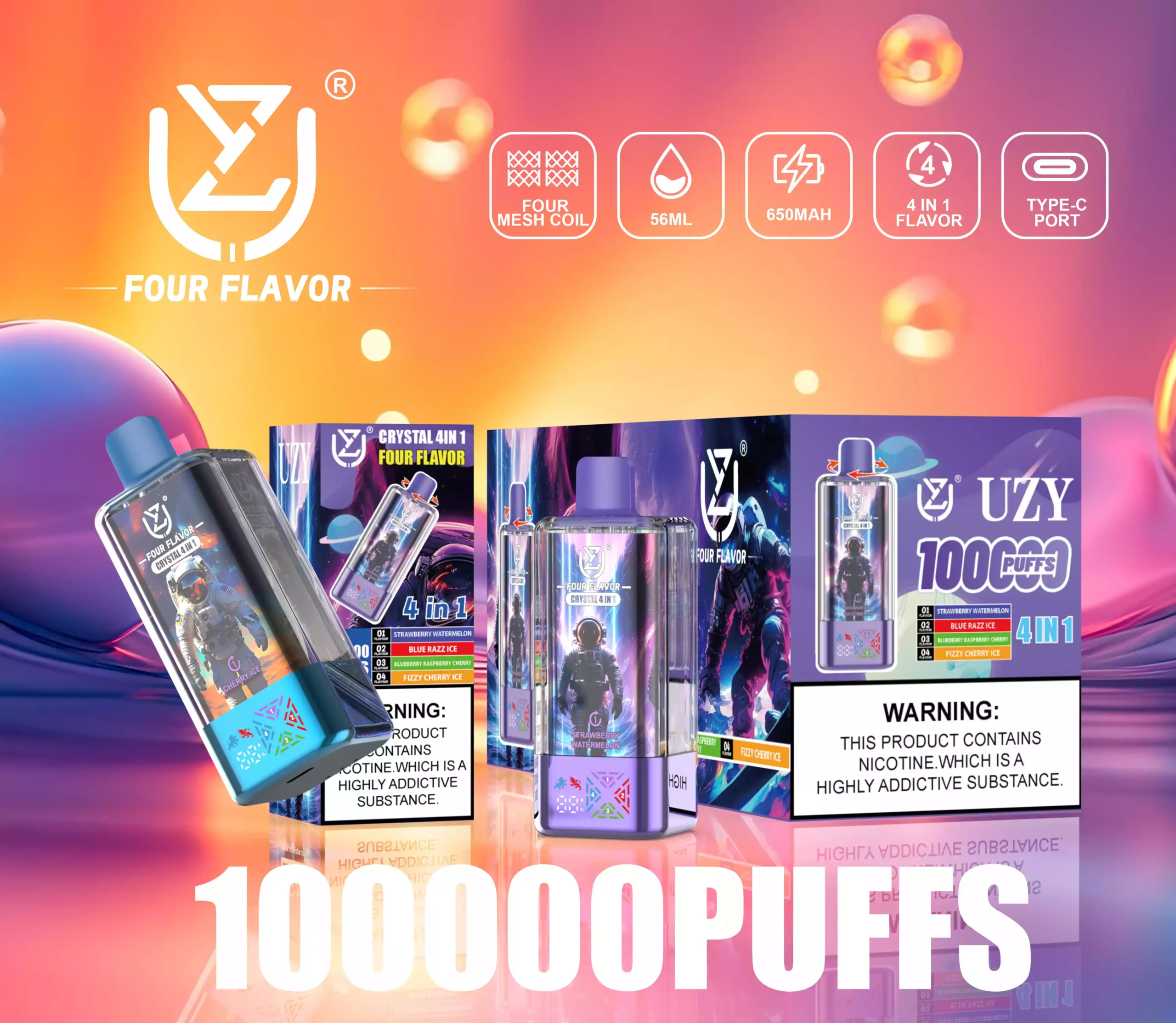 UZY Crystal 4 in 1 100000 Puffs Disposable Vape 4 Flavours (9) UZY Crystal 4 in 1 100000 Puffs Disposable Vape 4 Flavours