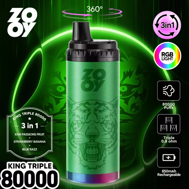 zooy king triple 80000 Puffs Disposable Vape 3 in 1 Flavours